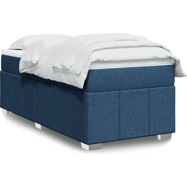vidaXL Boxspring met matras stof blauw 100x200 cm