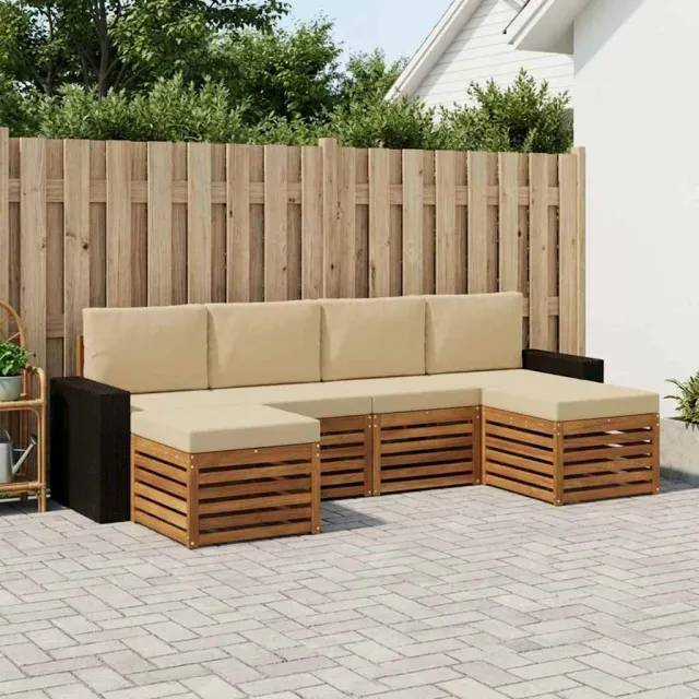 vidaXL Buiten bankenset 6 st 6-zits Natuurlijk en Beige