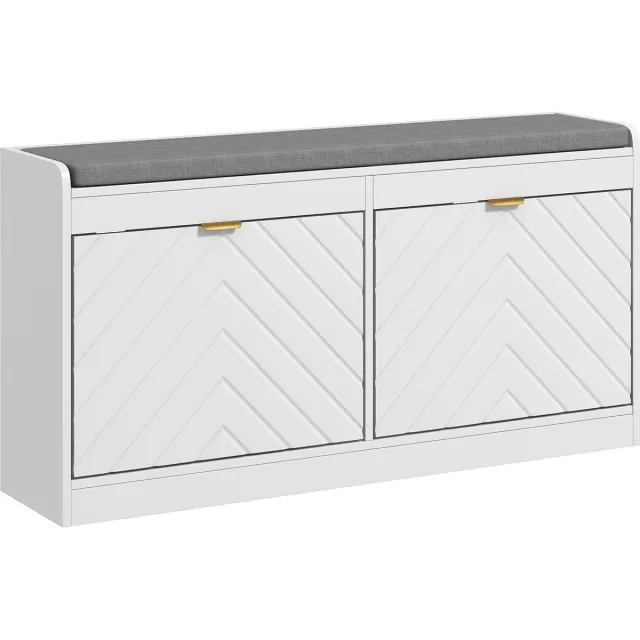 Homcom schoenenbankje van MDF (106x24x52,5 cm) in wit.