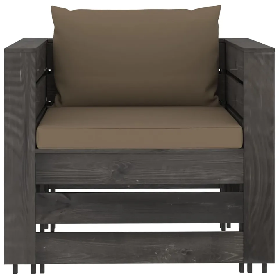 vidaXL 2-delige Loungeset met kussens grijs geïmpregneerd hout, foto 3