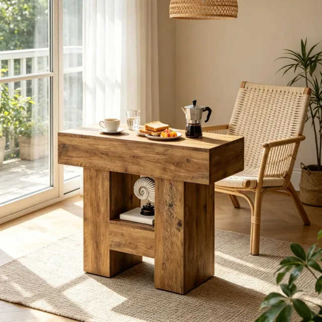 CHICFURN Bijzettafel 80 cm - Open opbergruimte - 2 niveaus - Bruin