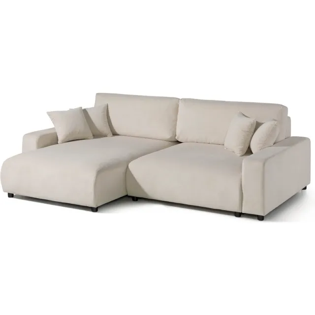 MASSIVMOEBEL24 .DE hoekbank beige 100% polyester 234x170x78 cm SOFAS deels gemonteerd