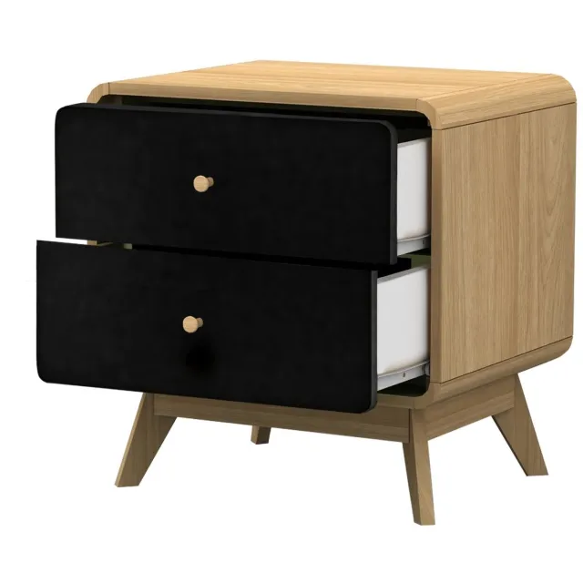 Notio Living Cassie-Nachtkastje - 2-Laden - Zwart Eikenlook