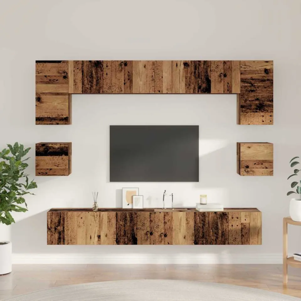 vidaXL Tv-meubelset 8 st 100 x 30 x 30 cm Oud Hout bruin, foto 4