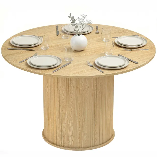Homcom Eettafel - Spaanplaat, MDF - 120 x 120 x 75 cm - Natuurlijk hout