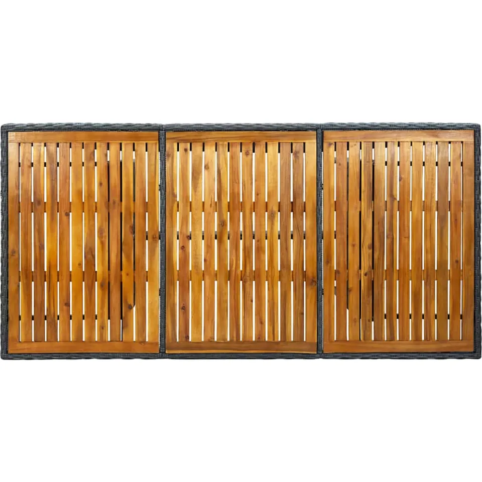 vidaXL Tuintafel poly rattan en massief acaciahout donkergrijs grijs, foto 4