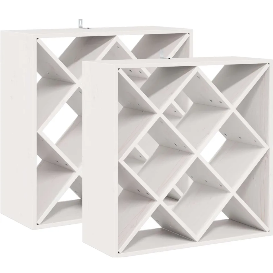 vidaXL Wijnrek 2 st Wit 62 x 25 x 62 cm Massief grenenhout