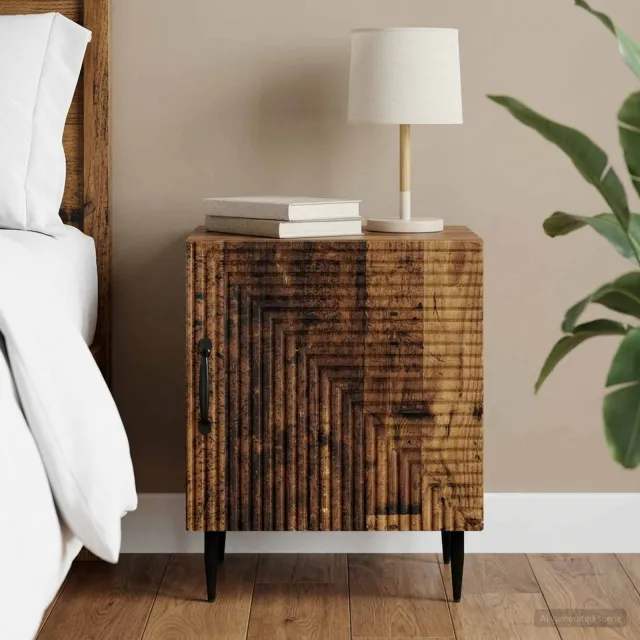 vidaXL Nachtkastje Oud hout 43 x 34,5 x 50 cm Bewerkt hout bruin, foto 2