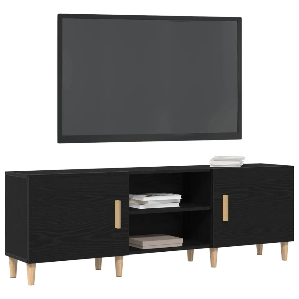 vidaXL TV-kast 150 x 30 x 50 cm Zwart Eiken Bewerkt hout, foto 3