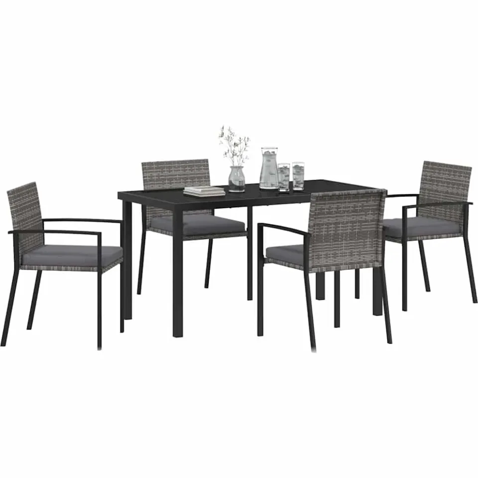 vidaXL Tuin eettafelset 5 st Grijs Gepoedercoat staal