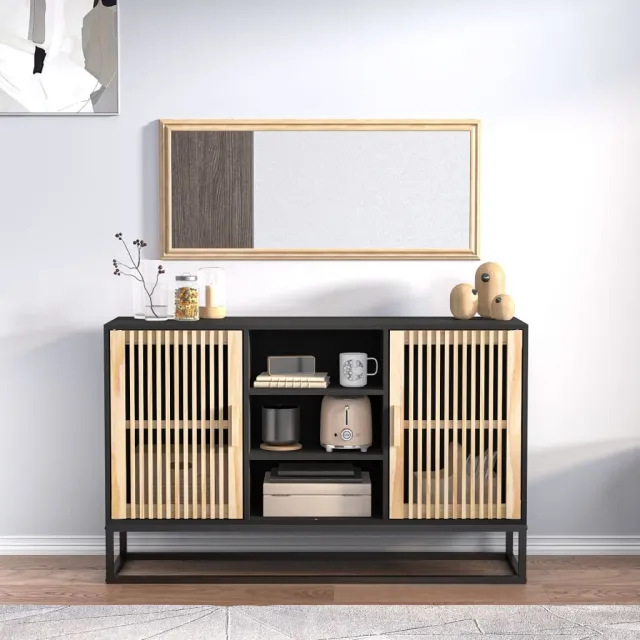 vidaXL Dressoir 105x30x65 cm bewerkt hout zwart, foto 2