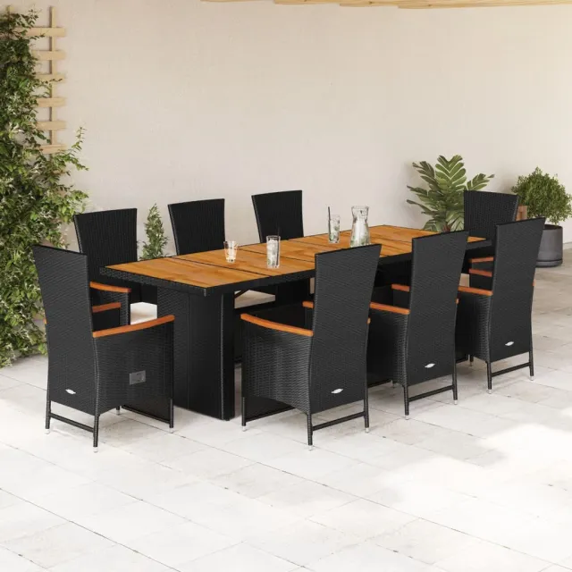 vidaXL 9-delige Tuinset poly rattan zwart, foto 2