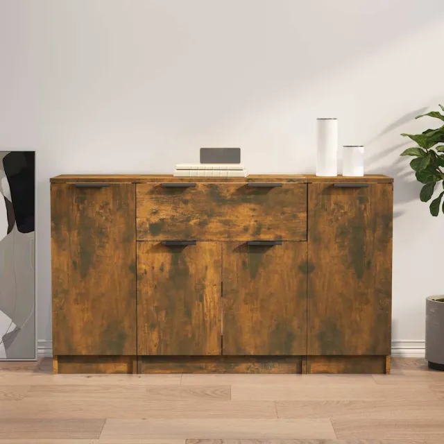 vidaXL Dressoirs 3 st bewerkt hout gerookt eikenkleurig, foto 2