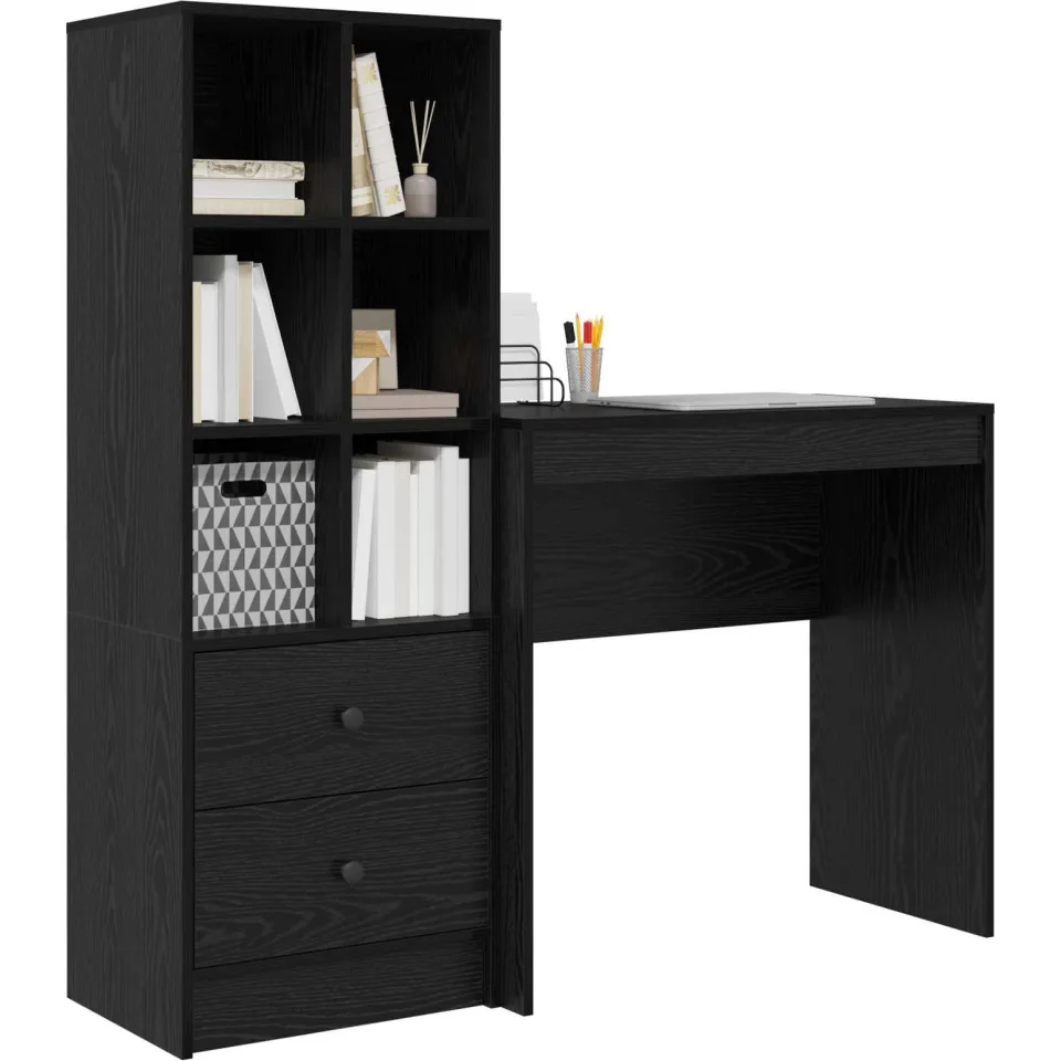 vidaXL Bureau Zwart Eiken 125,5 x 40 x 127 cm 2 st, foto 3