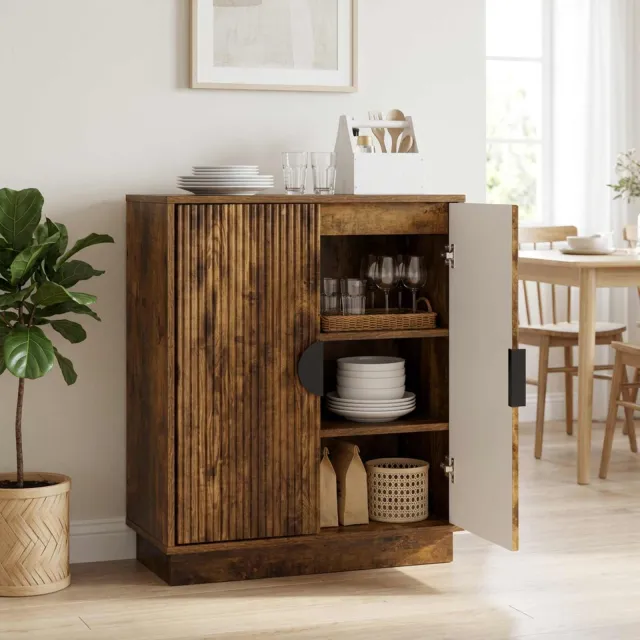 vidaXL Dressoir VENRAY Gerookt eiken 66 x 33 x 77,5 cm Bewerkt hout, foto 2