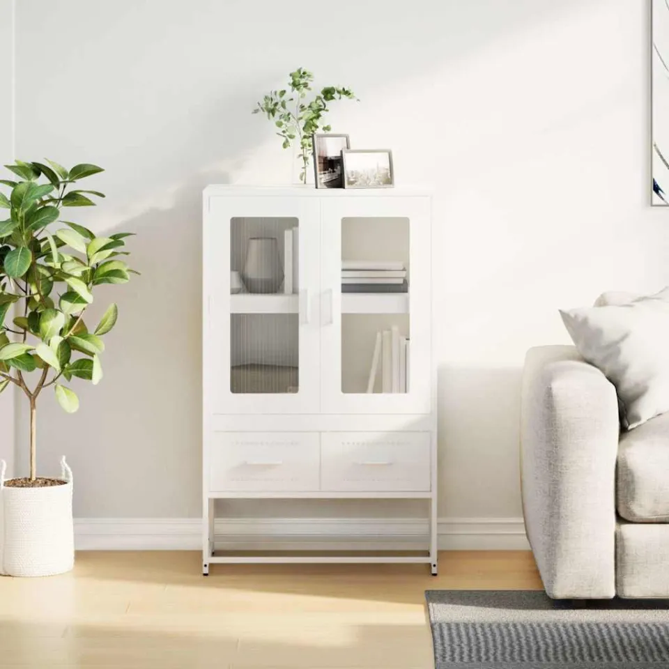 vidaXL Hoge kast 68x39x111,5 cm staal wit, foto 3