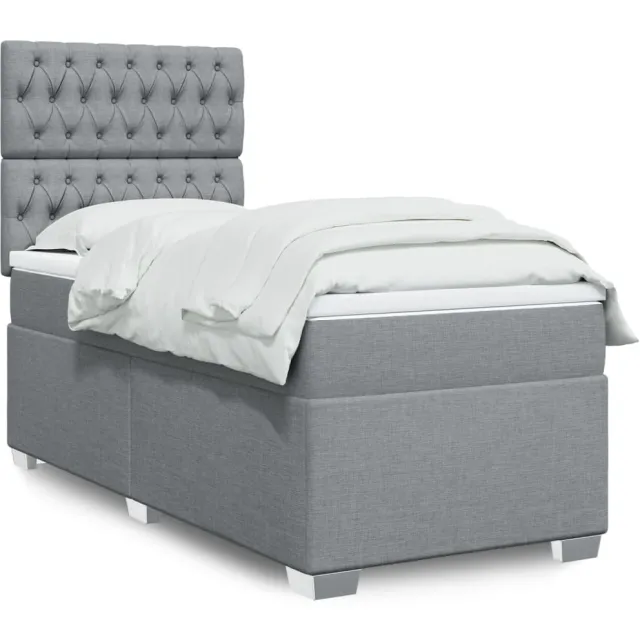 vidaXL Boxspring met matras stof lichtgrijs 90x200 cm grijs
