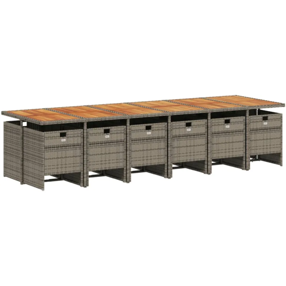 vidaXL 13-delige Tuinset met kussens poly rattan grijs, foto 2