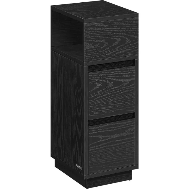 Woon Wereld Ebony Zwart Nachtkastje - Nachtkastje - Houten spaanplaat - MDF - 30 cm x 25 cm x 65 cm - 9,6 kg - 45,4 kg Max. belasting - 4,5 kg Ladecapaciteit