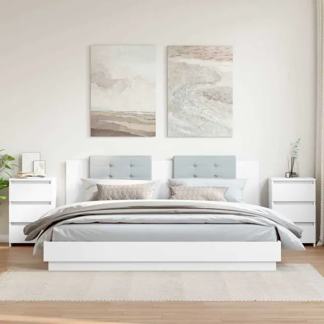 vidaXL Nachtkastjes 2 st 40x35x62,5 cm bewerkt hout wit, foto 2