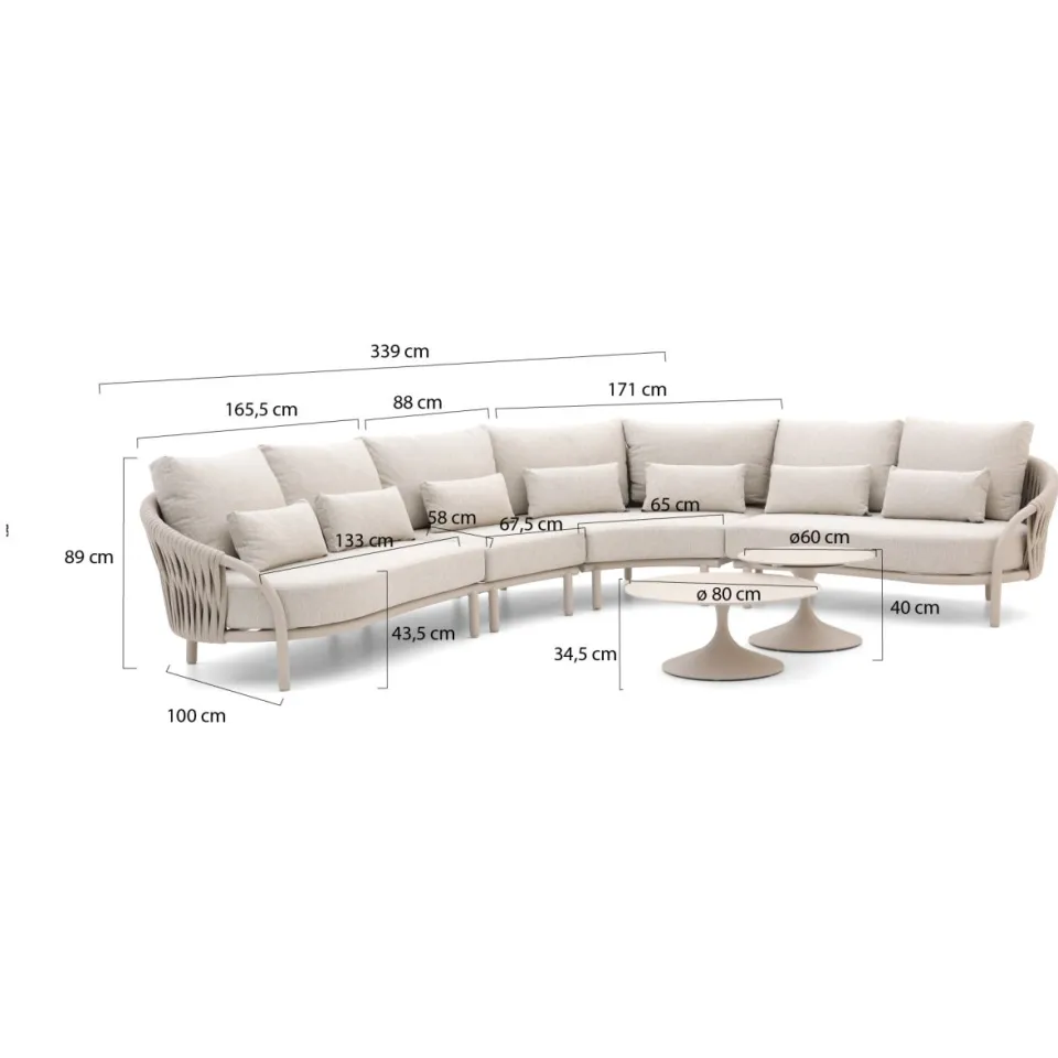 Suns Feroli/Nova hoek loungeset 6-delig taupe, foto 3