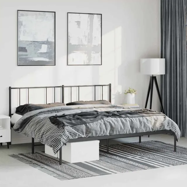 vidaXL Bedframe met hoofdbord metaal zwart 193x203 cm