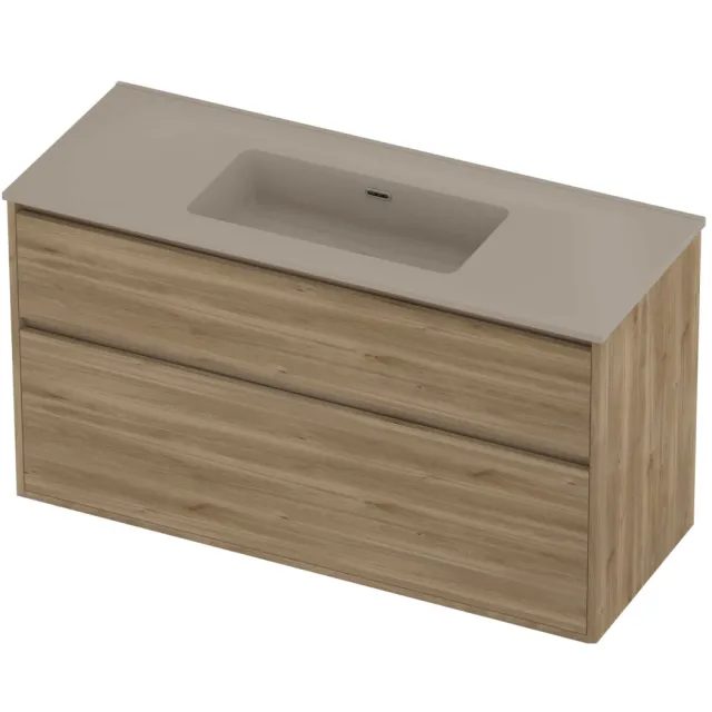 Proline Tribute Badmeubelset Porselein Elegant Enkel 120x46x67 cm Mat Crème Cotton Cider Oak Eiken