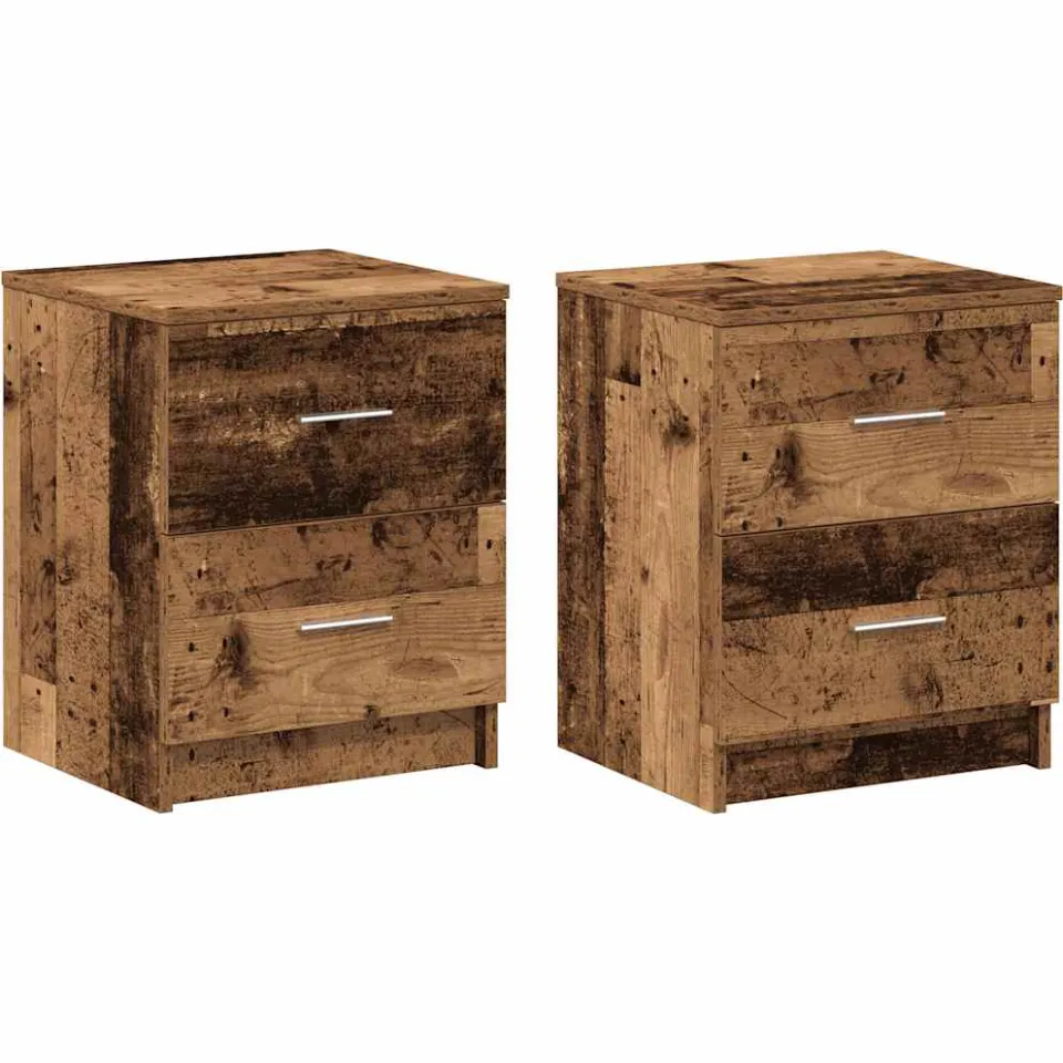 vidaXL Nachtkastjes 2 st met 2 lades 40x36x50 cm oud houtkleurig bruin, foto 3