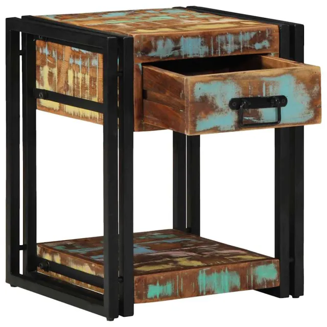 vidaXL Nachtkastje Multikleur 40 x 40 x 50 cm Massief Gerecycled Hout Bruin