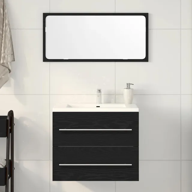 vidaXL Wastafelkast 60x38,5x48 cm spaanplaat zwart eikenkleurig