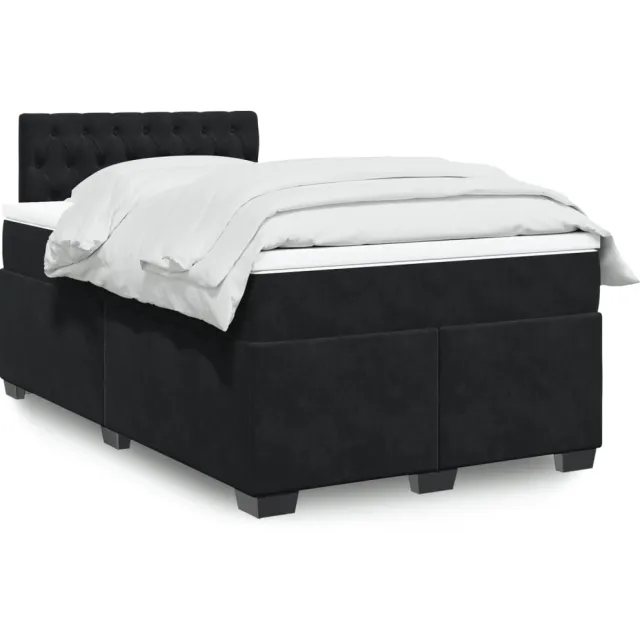 vidaXL Boxspring met matras fluweel zwart 120x190 cm
