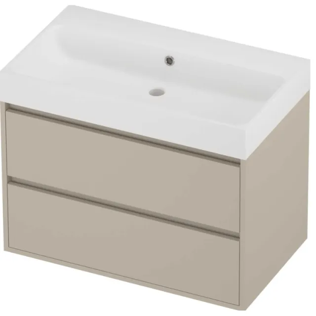 Proline Podium Badmeubelset Polystone Loft 80x46x62 cm Mat White Soft Linen Beige
