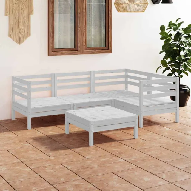 vidaXL 5-delige Loungeset massief grenenhout wit, foto 2