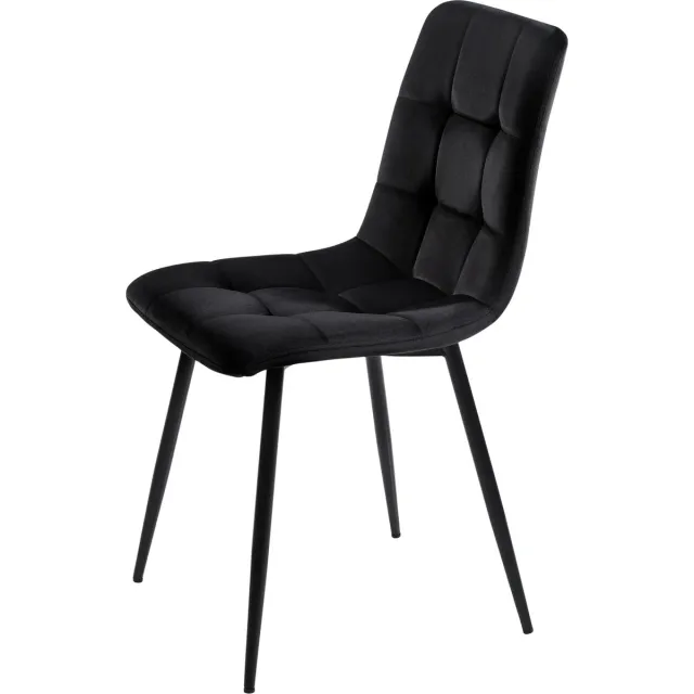Happiq Set of 4 Modern Dining Room Chairs - Zwart Fluweel met metalen Poten - Comfortabele Gevoerde Zitting met Rugleuning, Modern Design