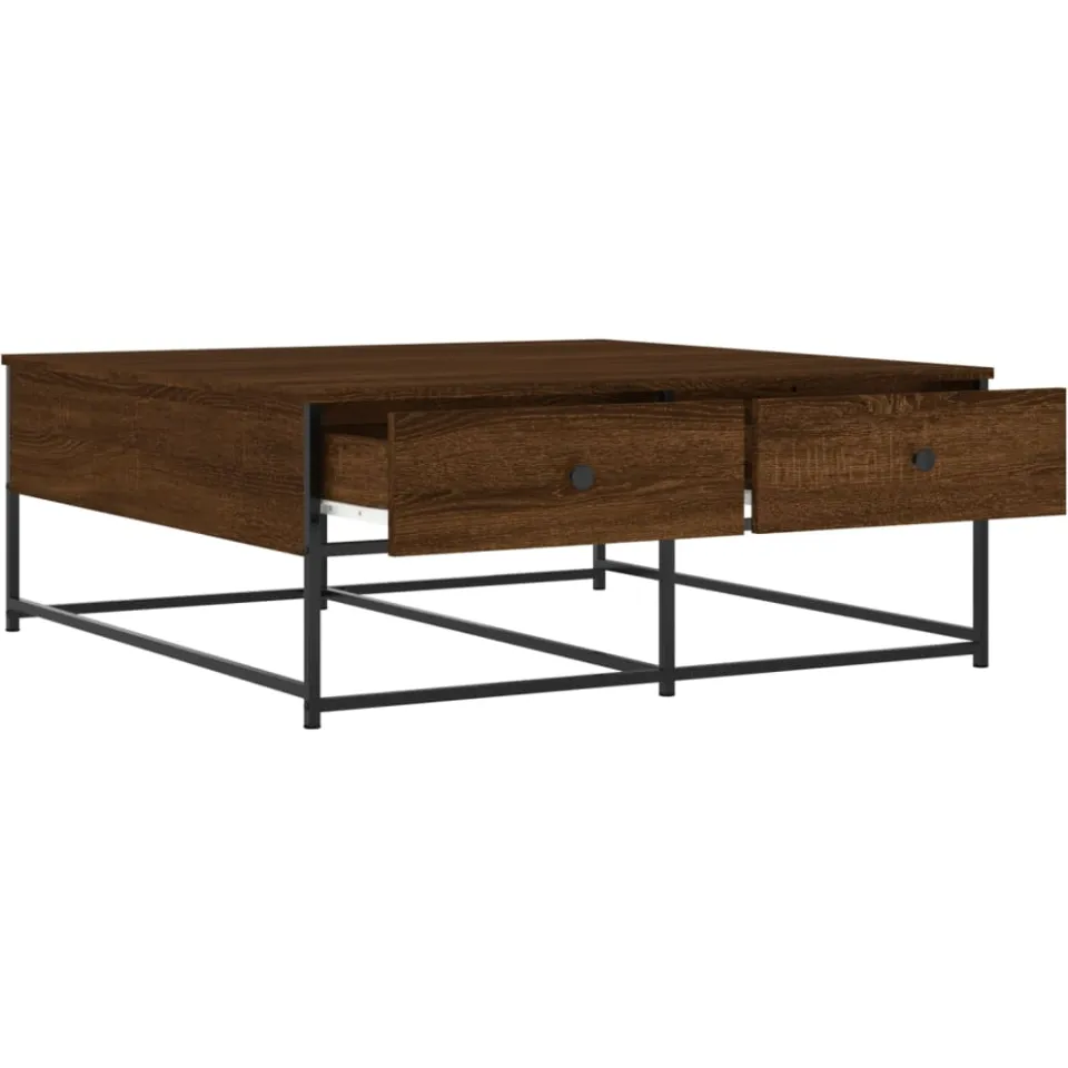 vidaXL Salontafel 100x99x40 cm bewerkt hout bruin eikenkleur