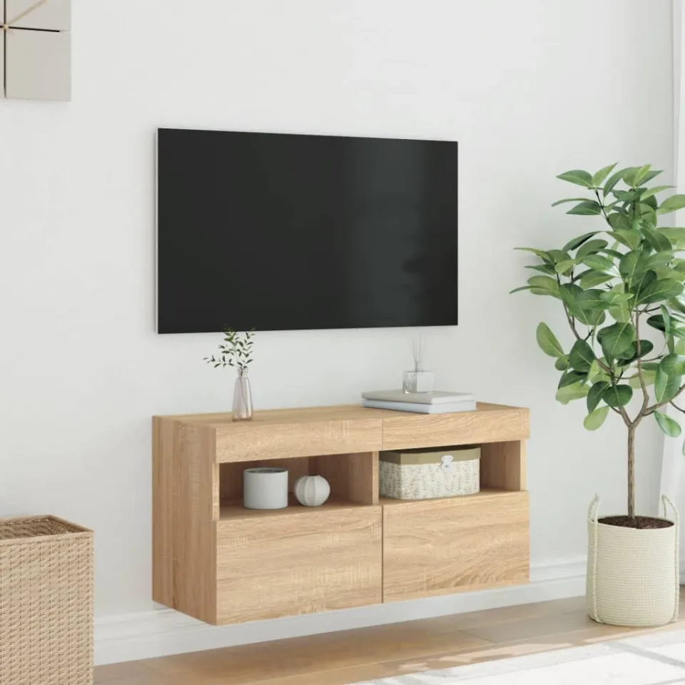 vidaXL Tv-wandmeubel met LED-verlichting 80x30x40 cm sonoma eikenkleur, foto 4