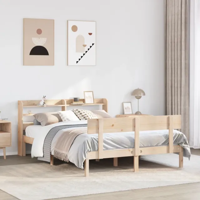 vidaXL Bedframe zonder matras massief grenenhout 150x200 cm bruin