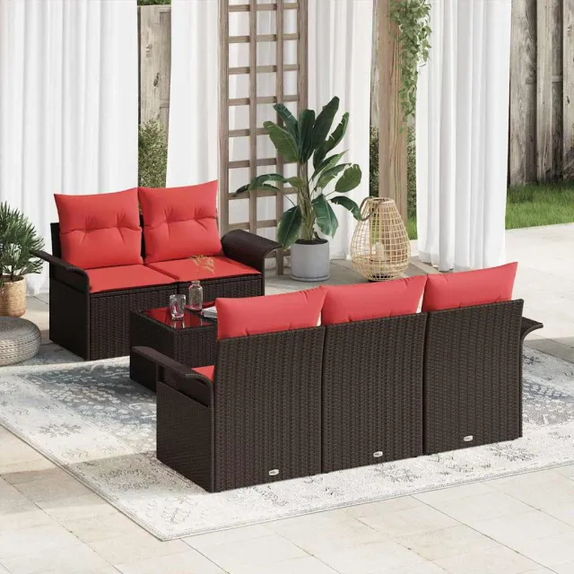 vidaXL Tuin Sofa Set 6 st Bruin poly rattan