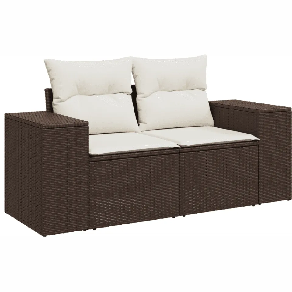 vidaXL 6-delige Loungeset met kussens poly rattan bruin, foto 4