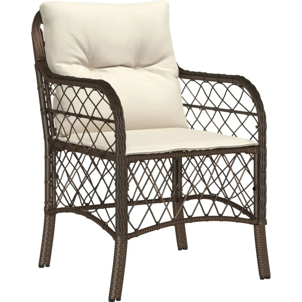 vidaXL 5-delige Tuinset met kussens poly rattan bruin
