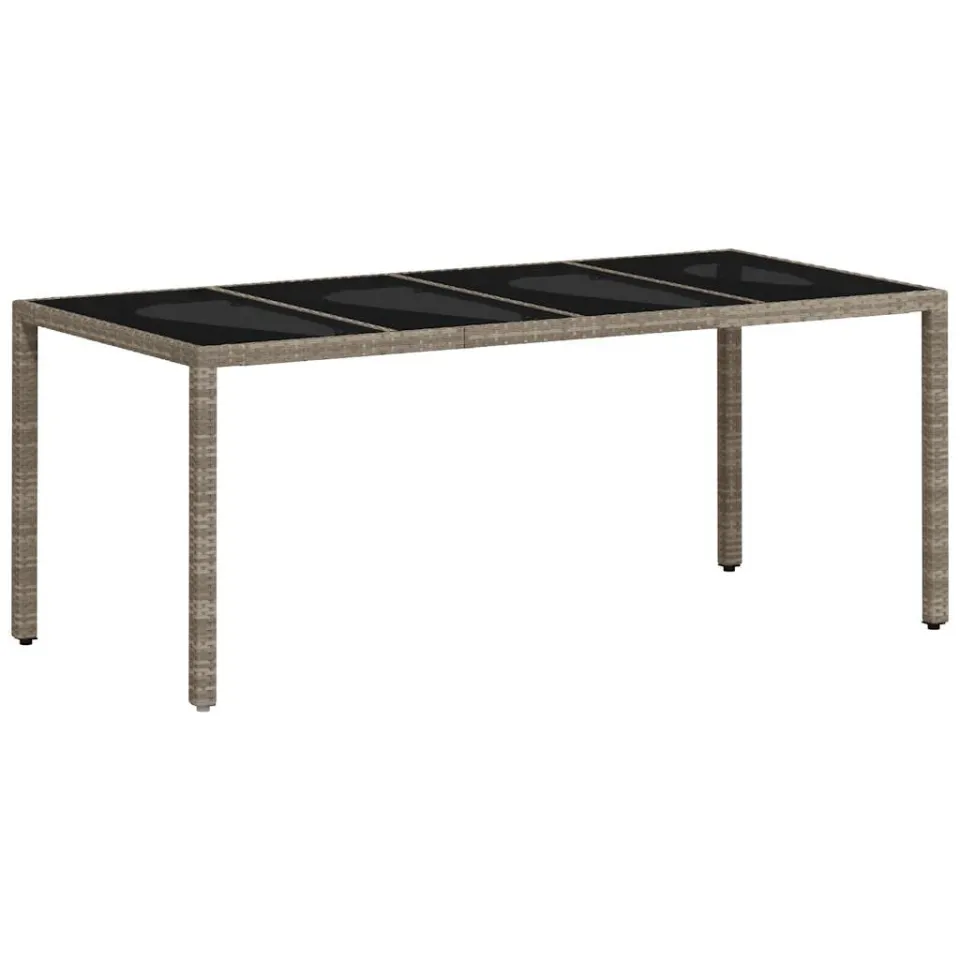 vidaXL 7-delige Tuinset met kussens poly rattan en glas lichtgrijs grijs, foto 4