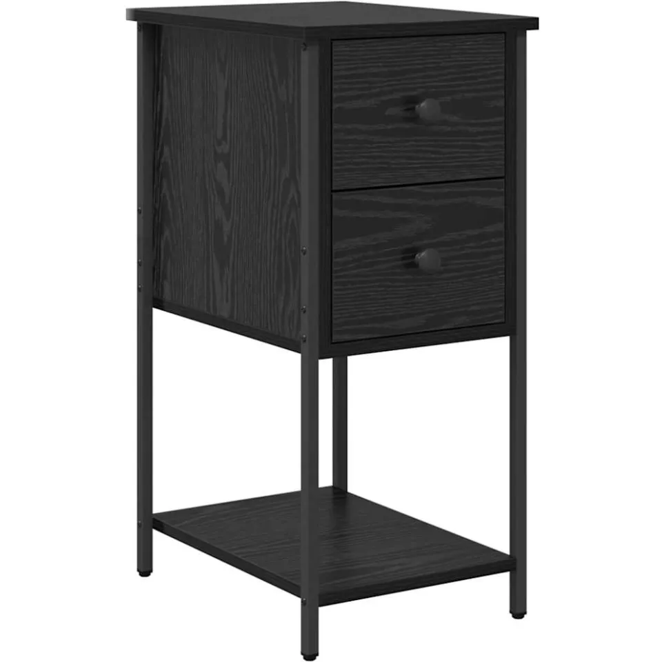 vidaXL Nachtkastje Zwart eiken 32 x 42 x 70 cm Bewerkt hout, foto 3