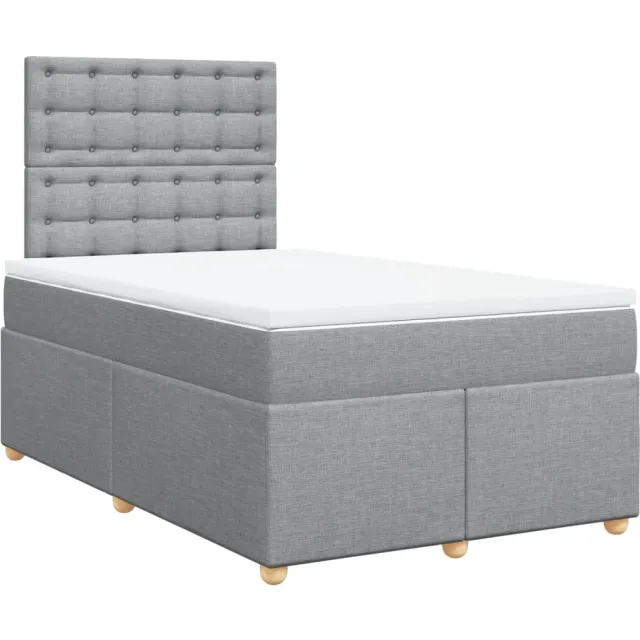 vidaXL Boxspring met matras stof lichtgrijs 120x190 cm grijs
