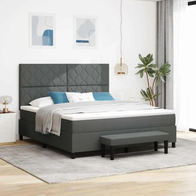 vidaXL Boxspringbed met hoofdeinde Donkergrijs 180 x 200 cm Stof