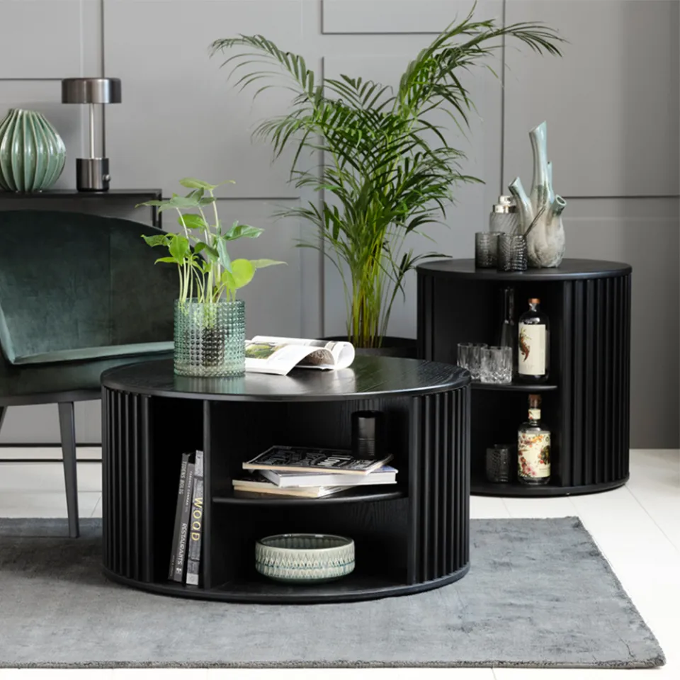 Olivine Redmer houten bijzettafel zwart eiken - Ø60 cm, foto 3