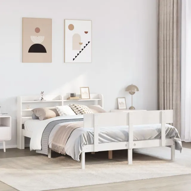 vidaXL Bedframe zonder matras massief grenenhout wit 140x200 cm