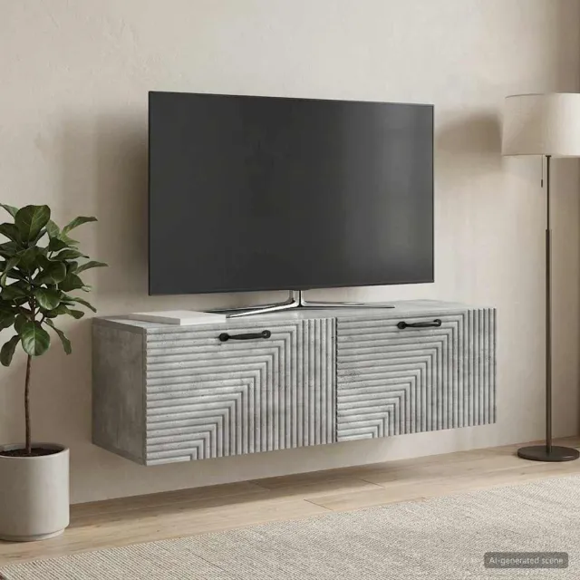 vidaXL Wandbeugel TV-kast Betongrijs 98 x 31 x 30 cm Bewerkt hout