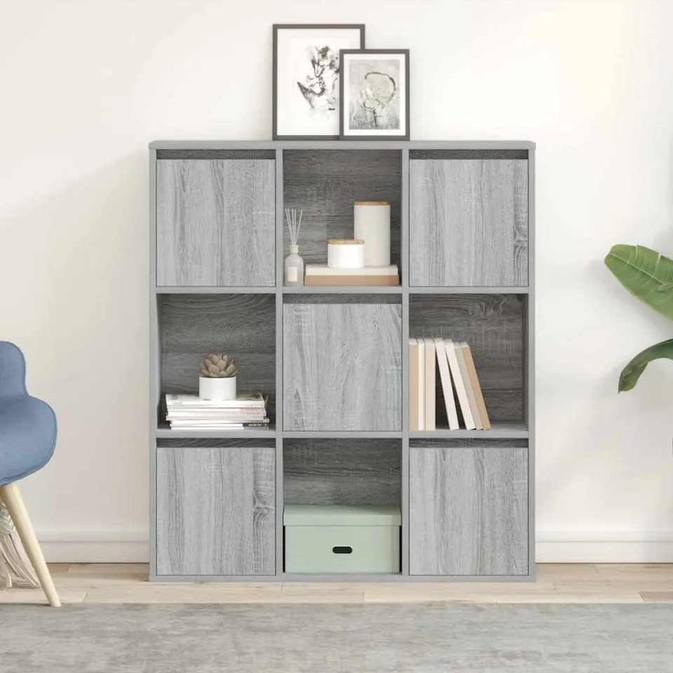 vidaXL Boekenkast 89x24x101,5 cm bewerkt hout grijs sonoma eikenkleur, foto 2