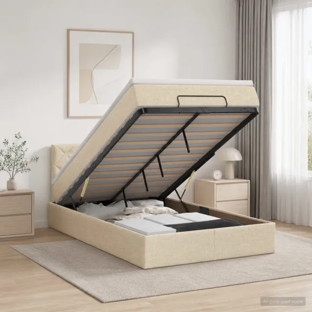 vidaXL Ottoman bed met matras Crèmekleurig 120 x 200 cm Stof