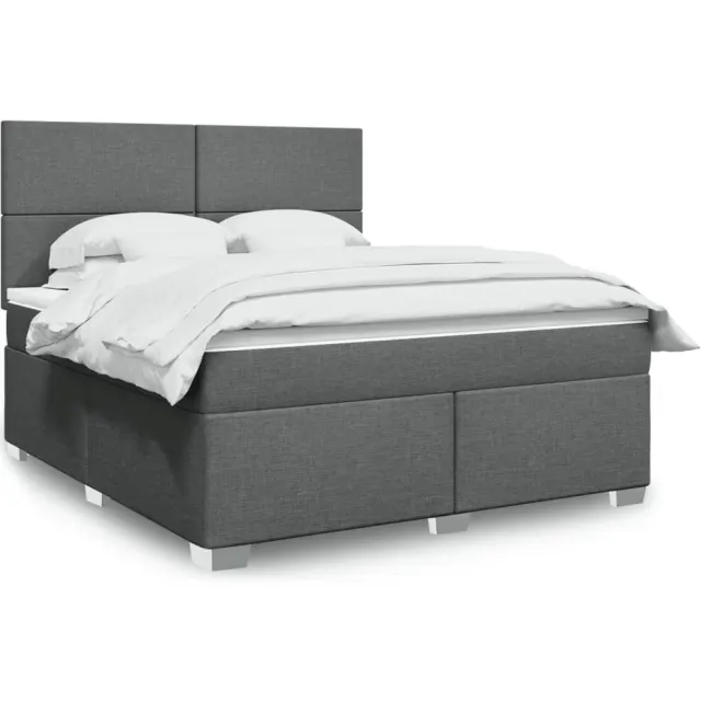 vidaXL Boxspring met matras stof donkergrijs 180x200 cm grijs